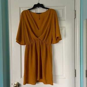 Boohoo brand yellow midi dress in size 12